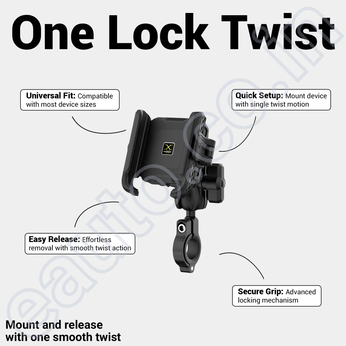 BikeXNeo Grip-X Alpha Mobile Holder | Fits Motorcycle, Bicycle, Scooter | With Shock Absorption Technology | 1 Year Warranty - Image 5