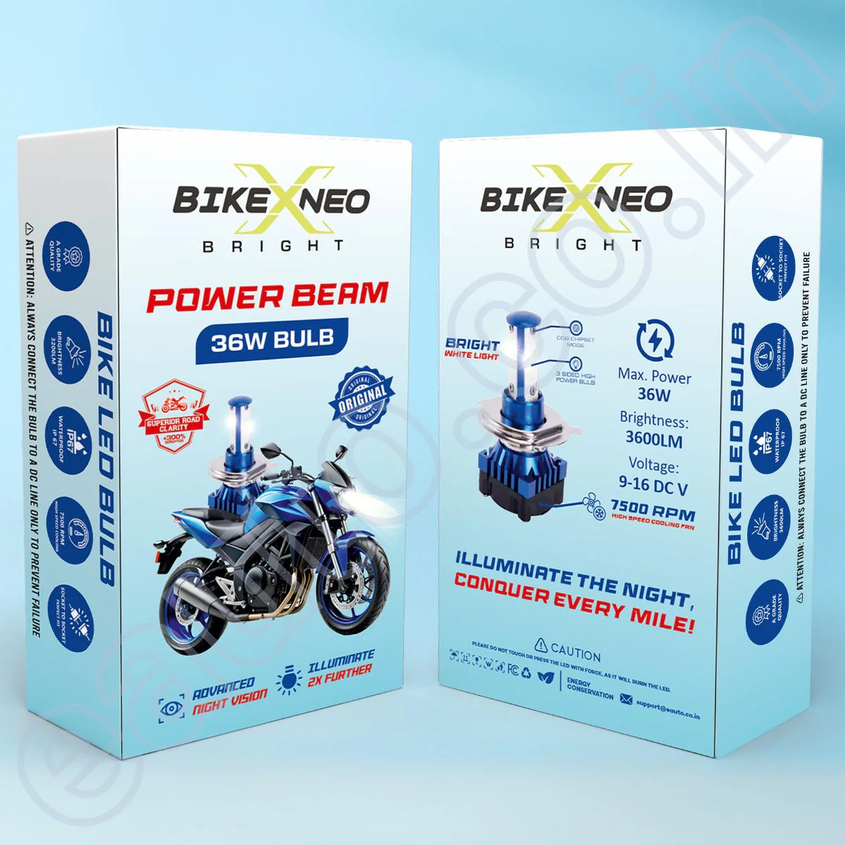 BikeXNeo Power Beam 36W Motorcycle LED Headlight Bulb – 1 Year Warranty | Ultra Bright, Plug & Play | H4 Universal Fit - Image 3