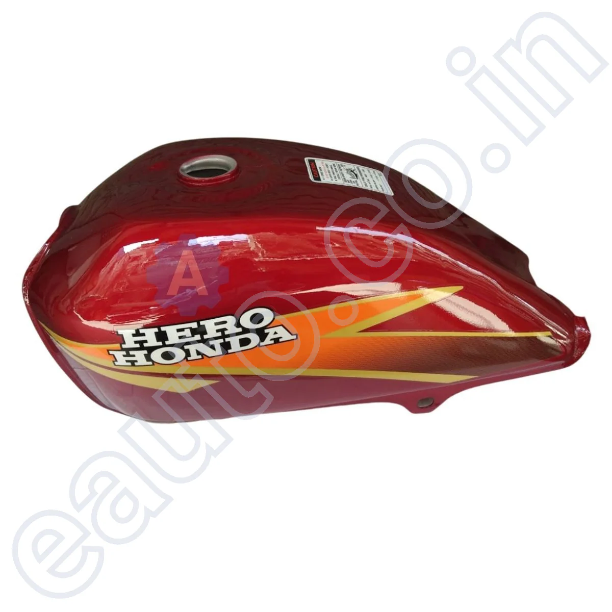 Ensons Petrol Tank for Hero CD Dawn Deluxe (Cherry Red/Orange) - Image 2