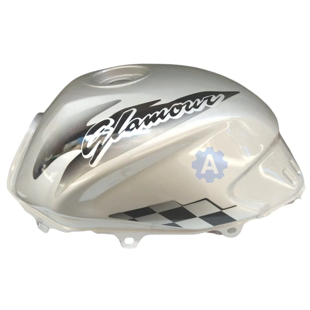 Ensons Petrol Tank for Hero Glamour Type 2 (Silver/Grey & Black)