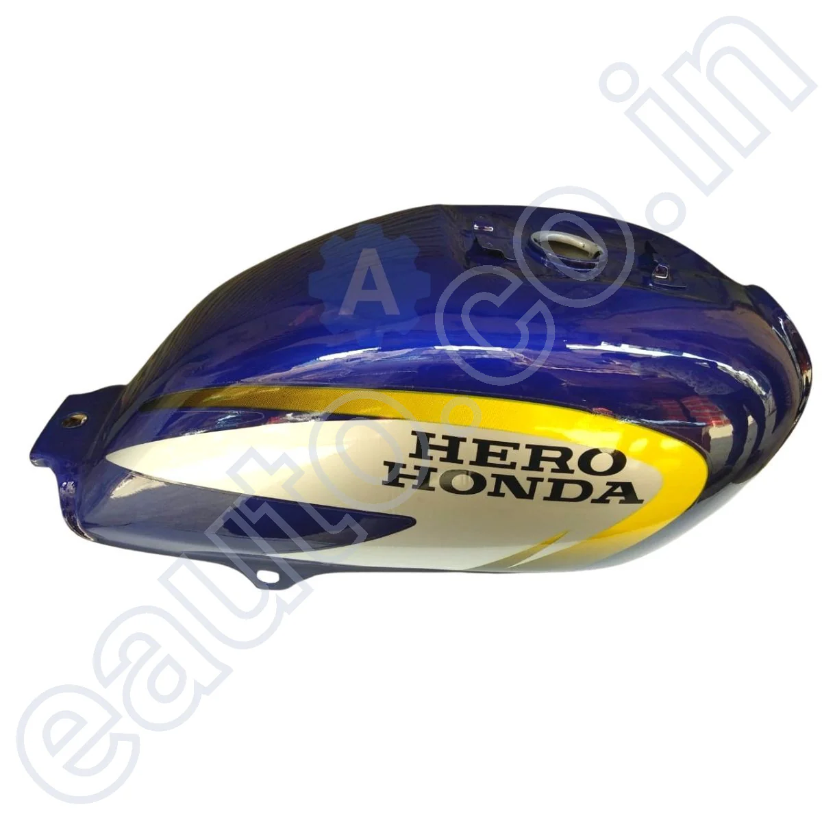 Ensons Petrol Tank for Hero Splendor Plus (T.Blue with Yellow/Silver Sticker) - Image 3