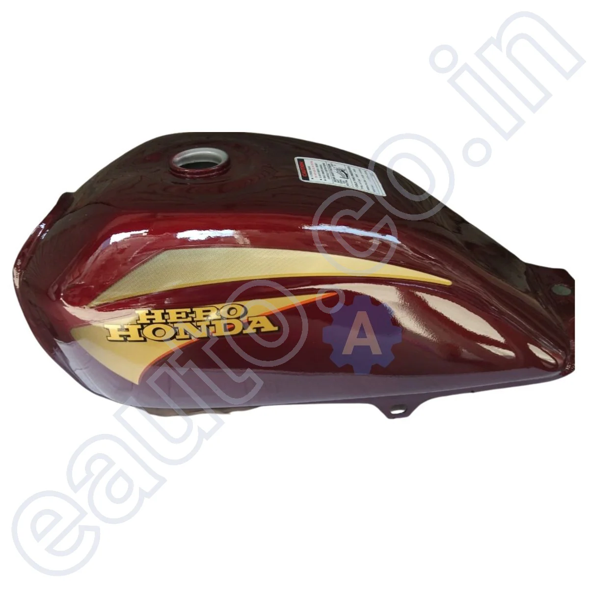 Ensons Petrol Tank for Hero CD Dawn (Wine Red/Golden) - Image 2