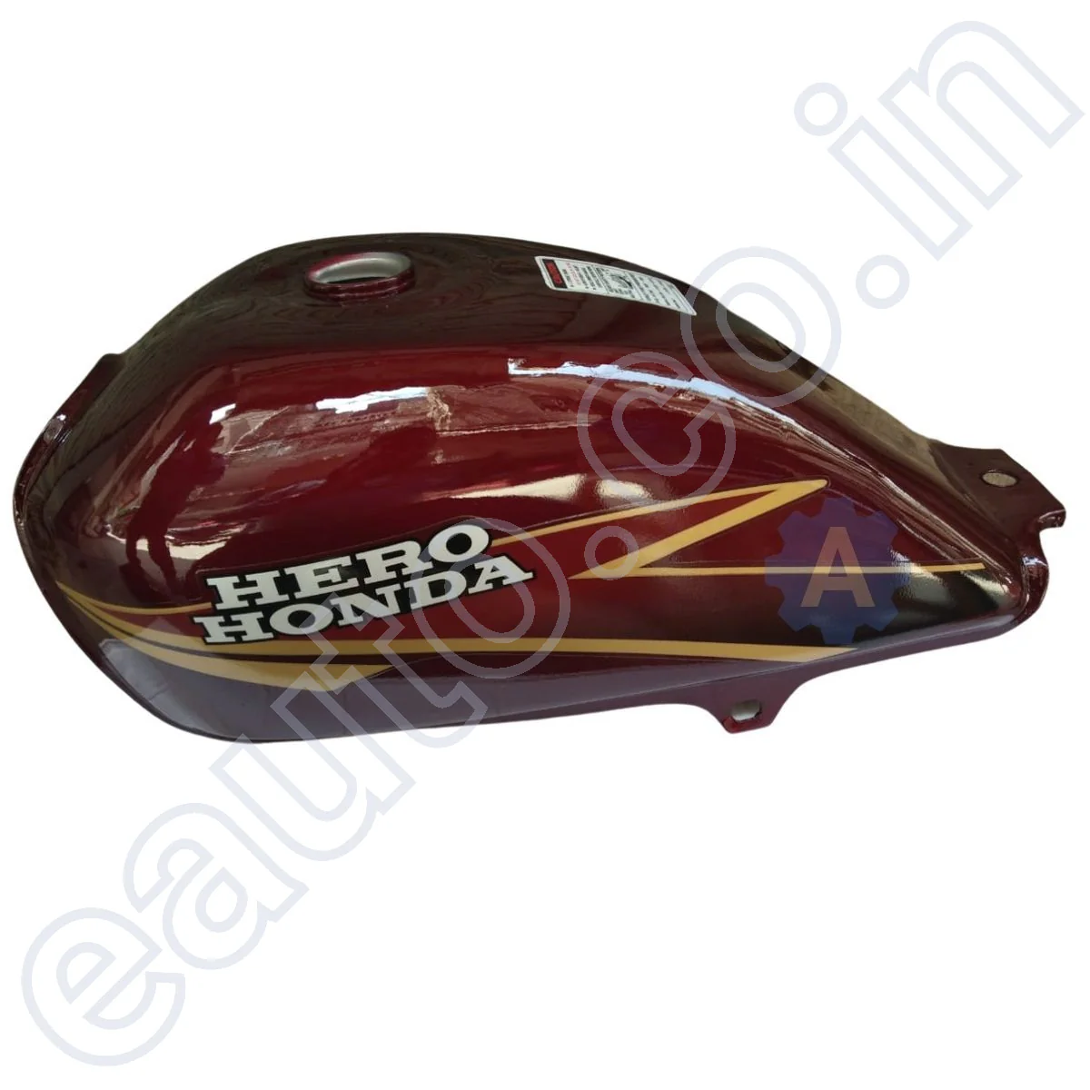 Ensons Petrol Tank for Hero CD Dawn Deluxe (Wine Red/Golden) - Image 2