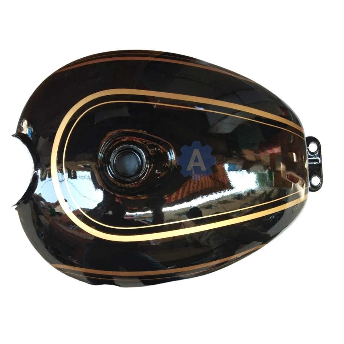 Ensons Petrol Tank for Royal Enfield Bullet 350 BS4 (Black/Golden) | Apr 2017 To Mar 2020 Models | With ABS