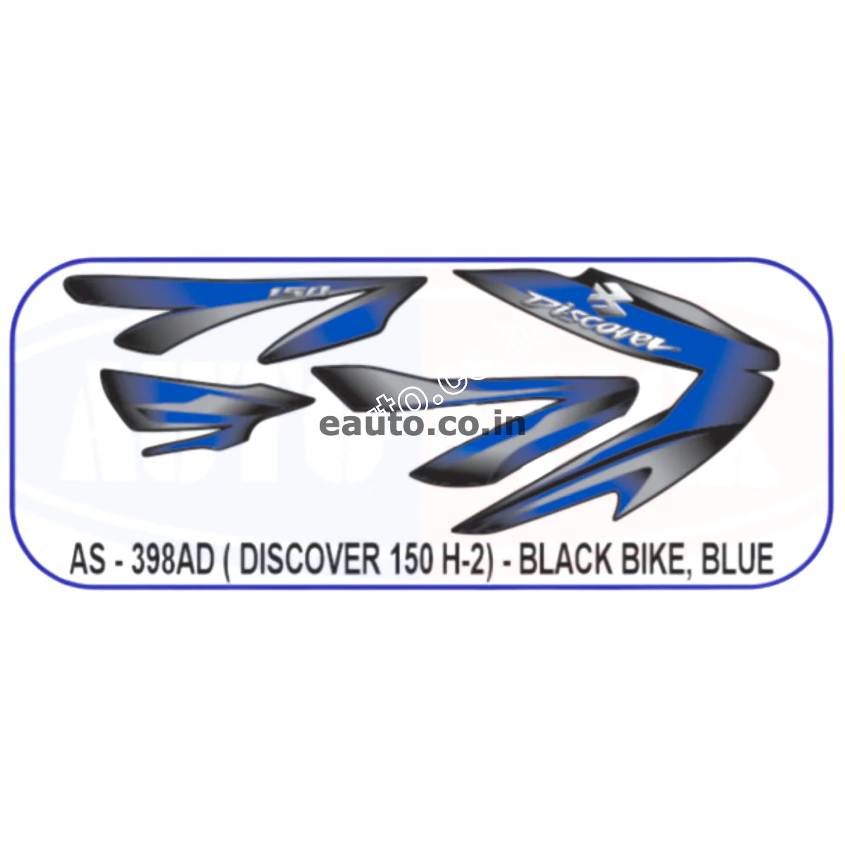 Graphics Sticker Set for Bajaj Discover 150 | H-2 | Black Vehicle | Blue Sticker | Both Sides