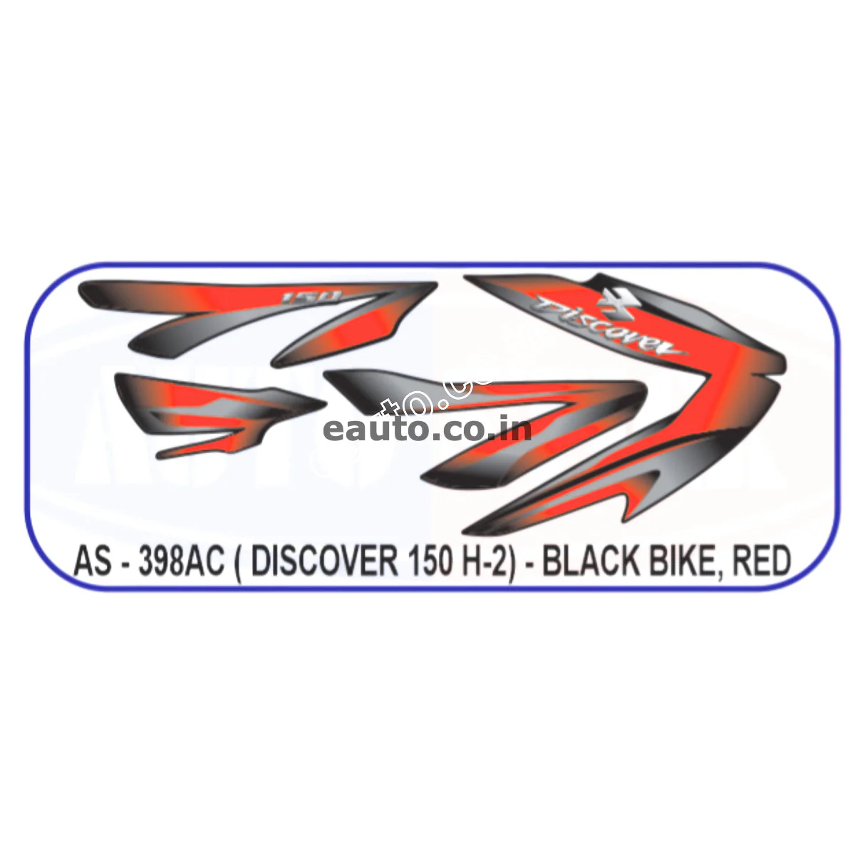 Graphics Sticker Set for Bajaj Discover 150 | H-2 | Black Vehicle | Red Sticker | Both Sides