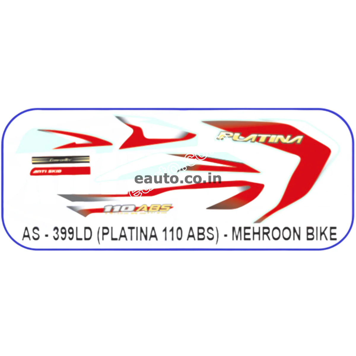 Graphics Sticker Set for Bajaj Platina 110 | ABS | Mehroon Vehicle | Both Sides