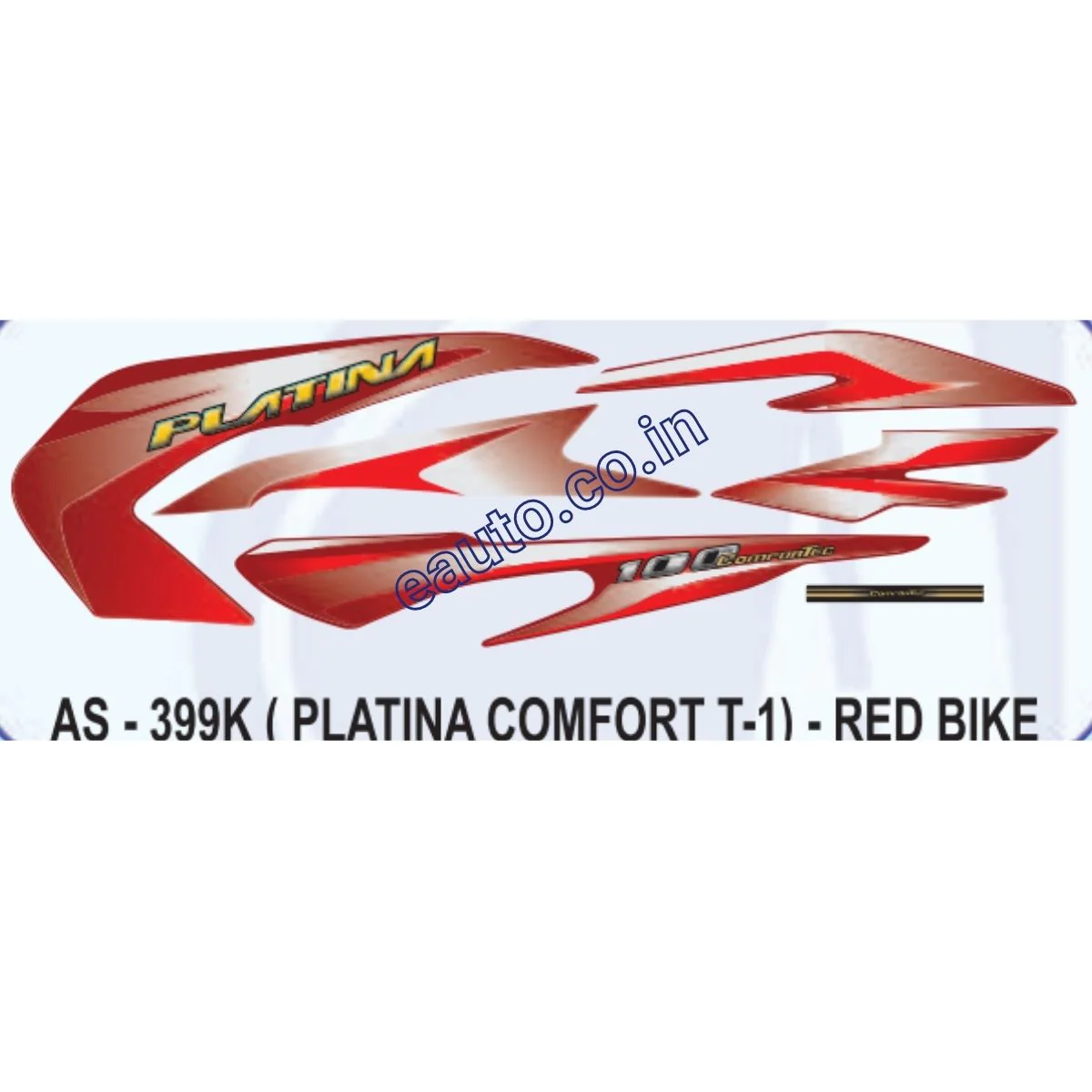 Graphics Sticker Set for Bajaj Platina Comfortec | Type 1 | Red Vehicle | Both Sides