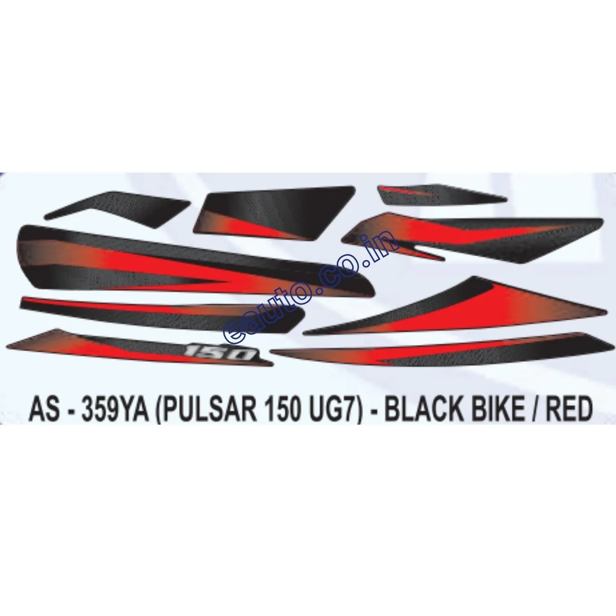 Graphics Sticker Set for Bajaj Pulsar 150 UG7 | Black Vehicle | Red Sticker | Both Sides