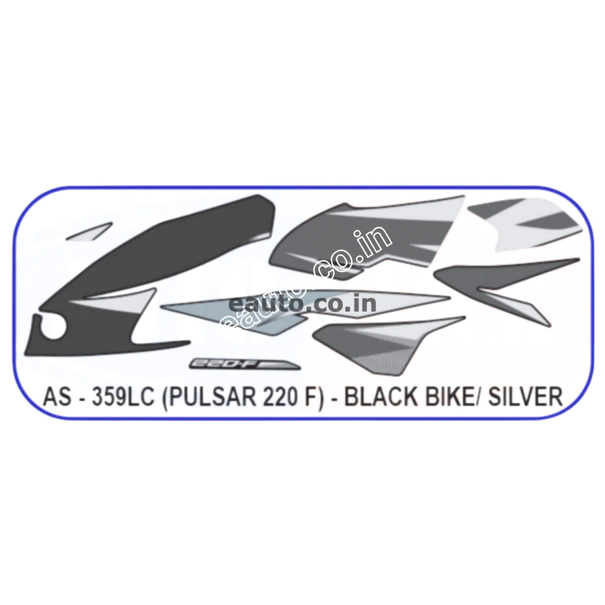 Graphics Sticker Set for Bajaj Pulsar 220 F | Black Vehicle | Silver Sticker | Both Sides