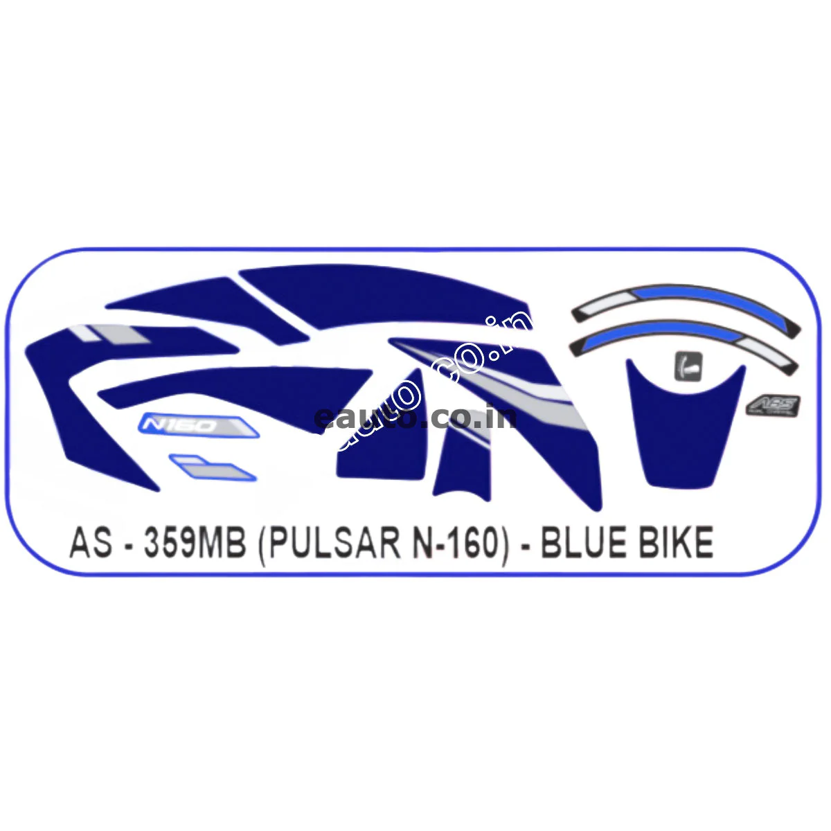 Graphics Sticker Set for Bajaj Pulsar N160 | Blue Vehicle | Both Sides