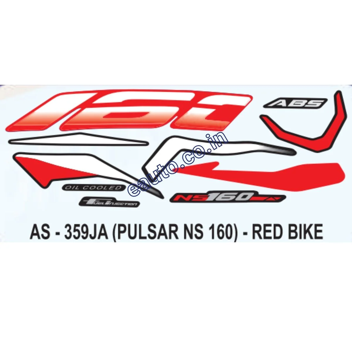 Graphics Sticker Set for Bajaj Pulsar NS 160 | ABS | Red Vehicle | Both Sides