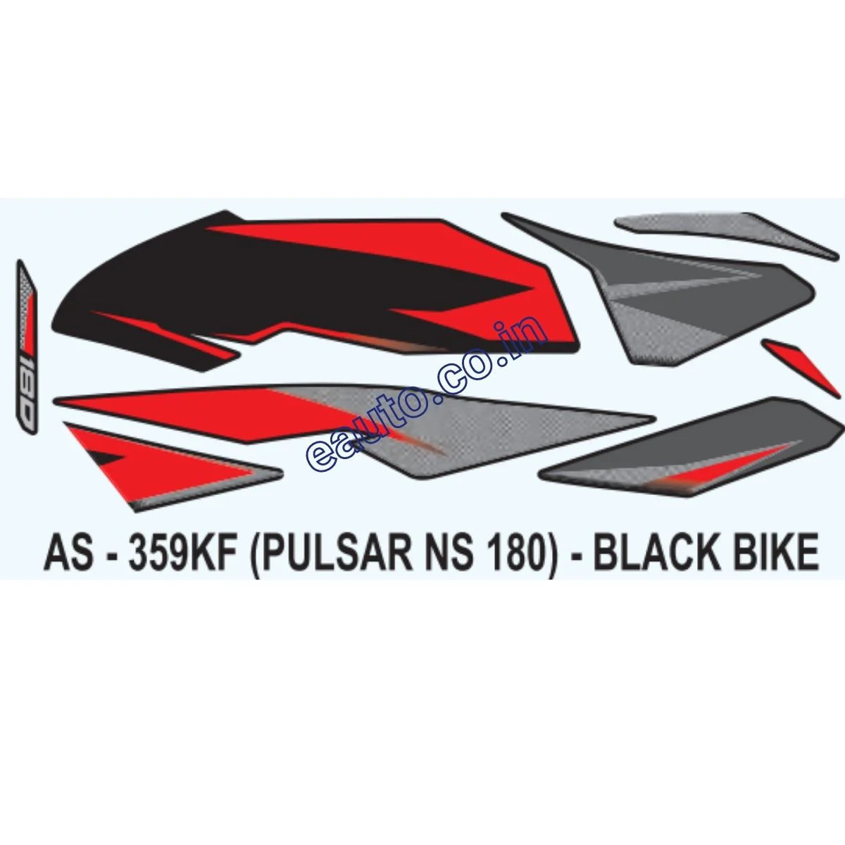 Graphics Sticker Set for Bajaj Pulsar NS 180 | Black Vehicle | Both Sides