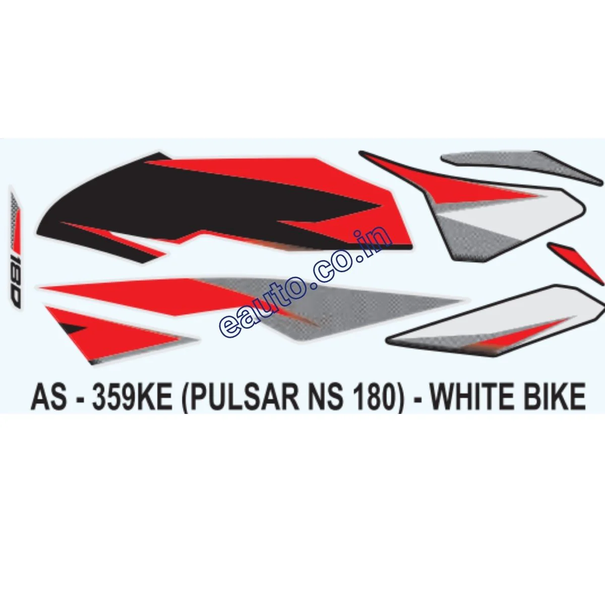 Graphics Sticker Set for Bajaj Pulsar NS 180 | White Vehicle | Both Sides