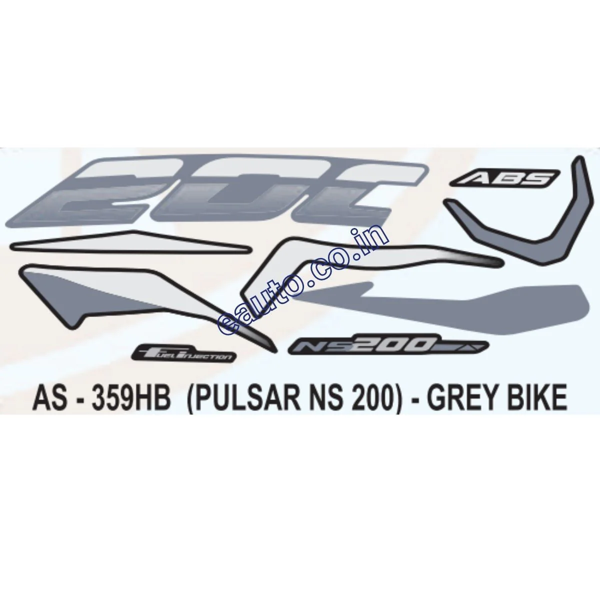 Graphics Sticker Set for Bajaj Pulsar NS 200 | ABS | Grey Vehicle | Both Sides