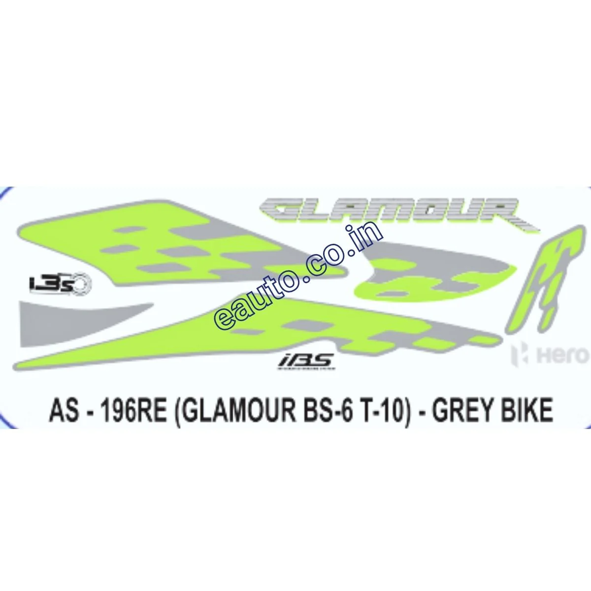 Graphics Sticker Set for Hero Glamour i3S BS6 | Type 10 | Grey Vehicle | Green Sticker | Both Sides