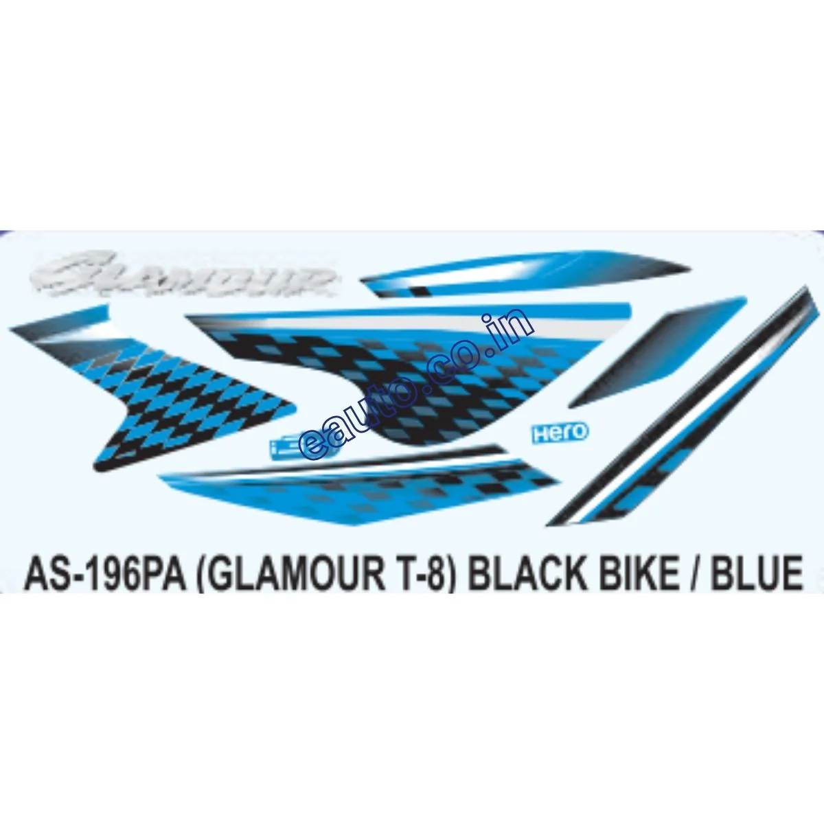 Graphics Sticker Set for Hero Glamour i3S | Type 8 | Black Vehicle | Blue Sticker | Both Sides