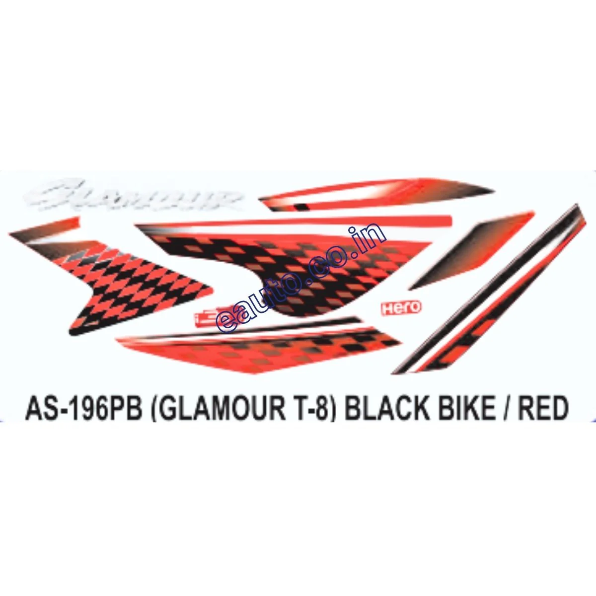 Graphics Sticker Set for Hero Glamour i3S | Type 8 | Black Vehicle | Red Sticker | Both Sides