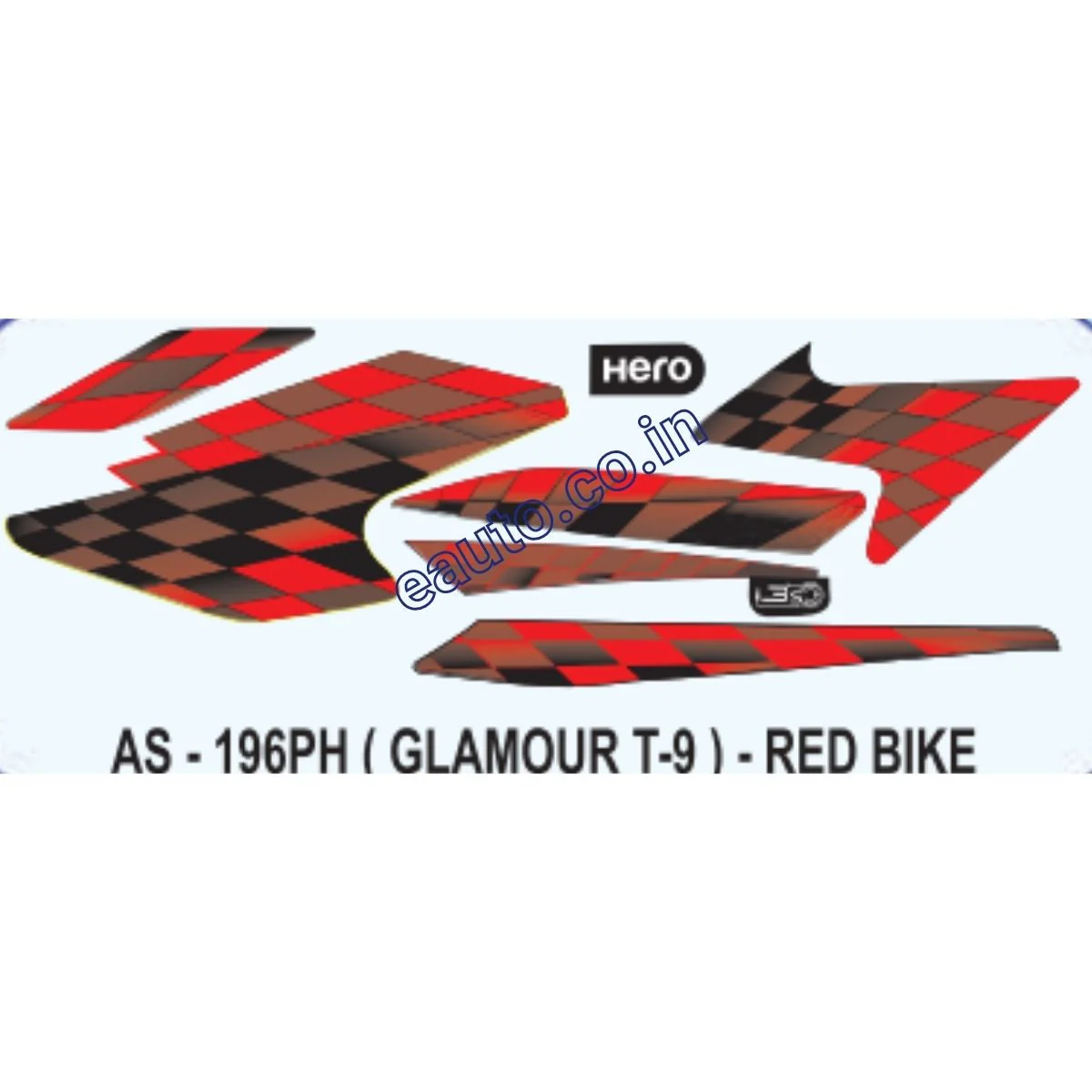 Graphics Sticker Set for Hero Glamour i3S | Type 9 | Red Vehicle | Both Sides