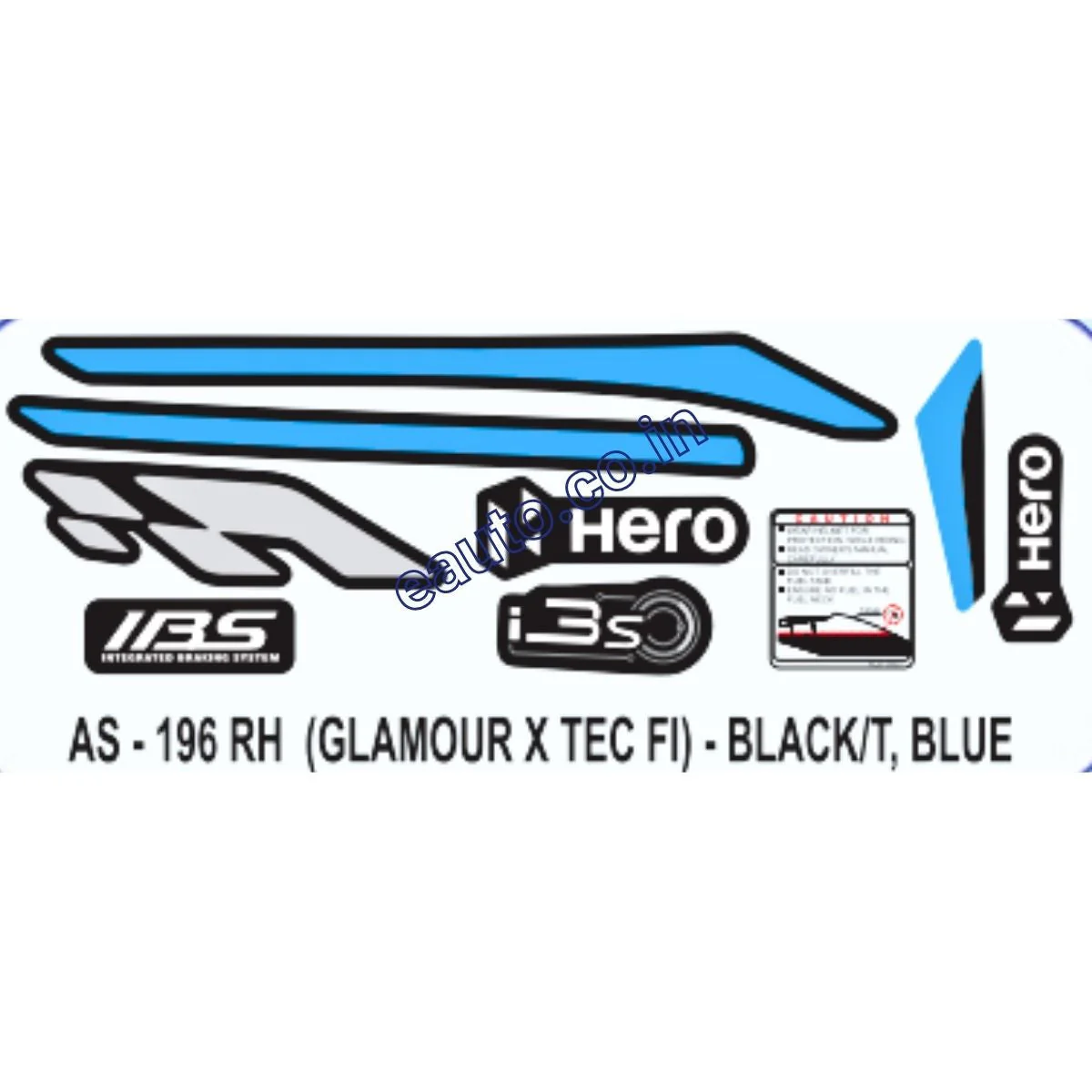 Graphics Sticker Set for Hero Glamour i3S | XTEC FI | Black & Blue Sticker | Both Sides