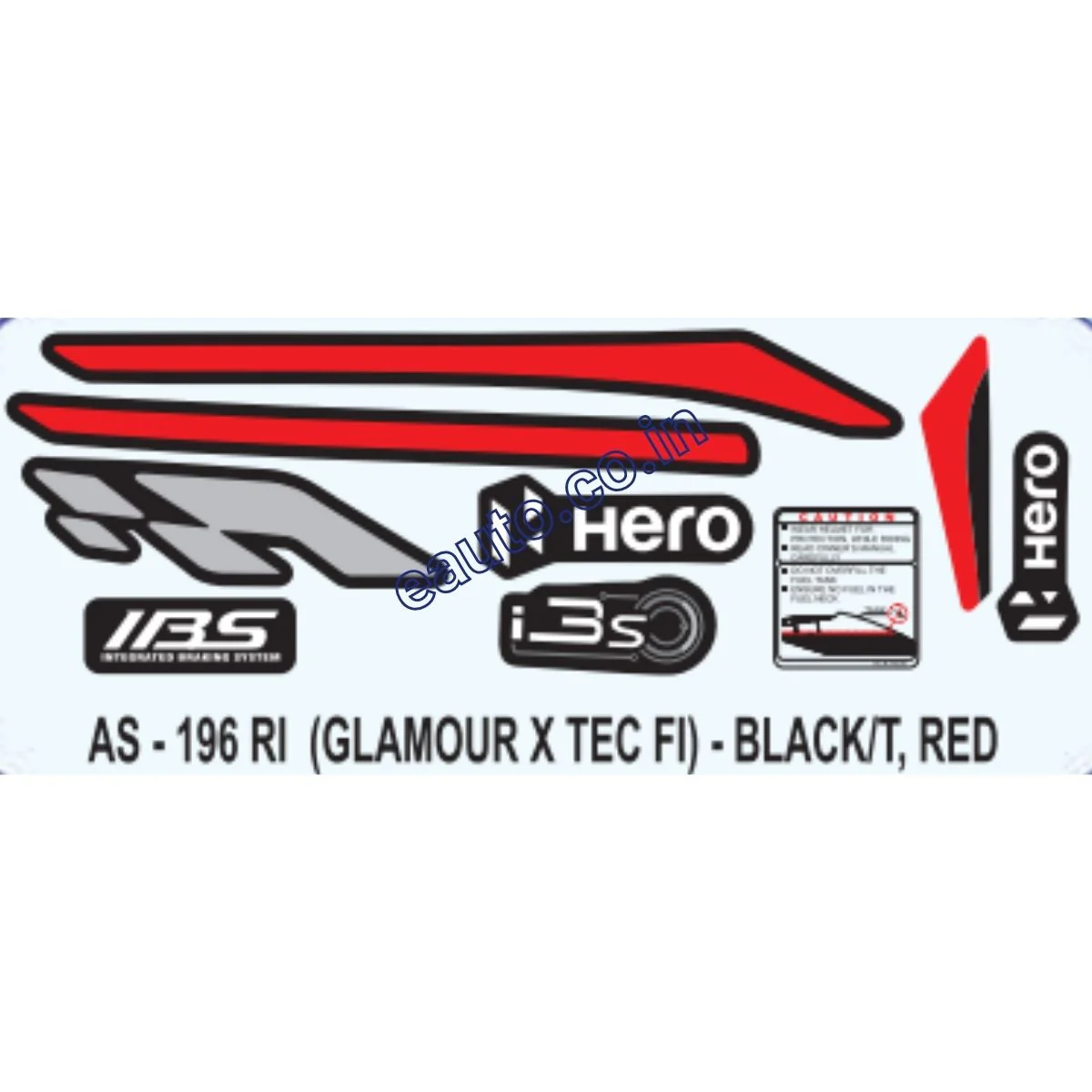 Graphics Sticker Set for Hero Glamour i3S | XTEC FI | Black & Red Sticker | Both Sides