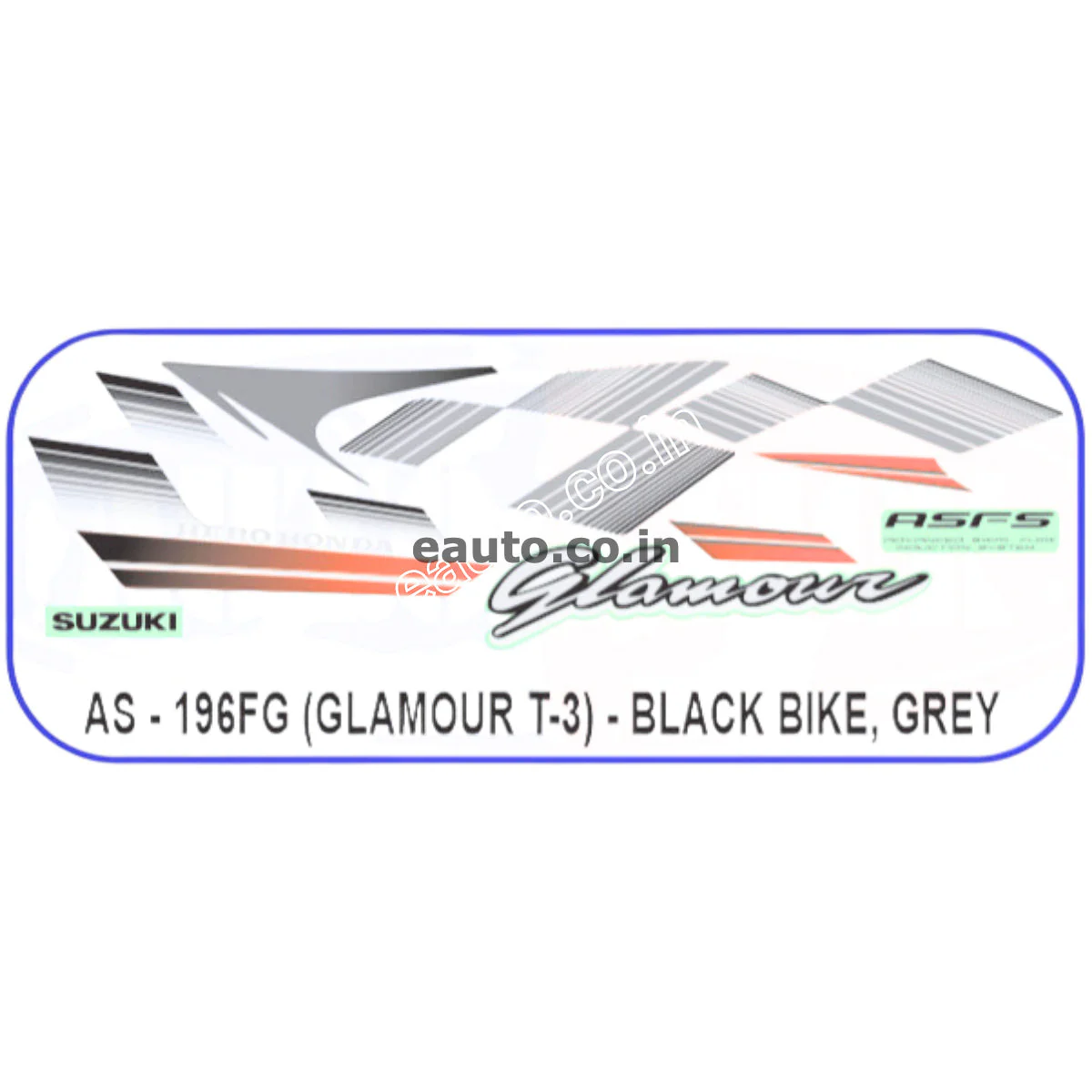 Graphics Sticker Set for Hero Glamour | Type 3 | ASFS | Black Vehicle | Grey Sticker | Both Sides
