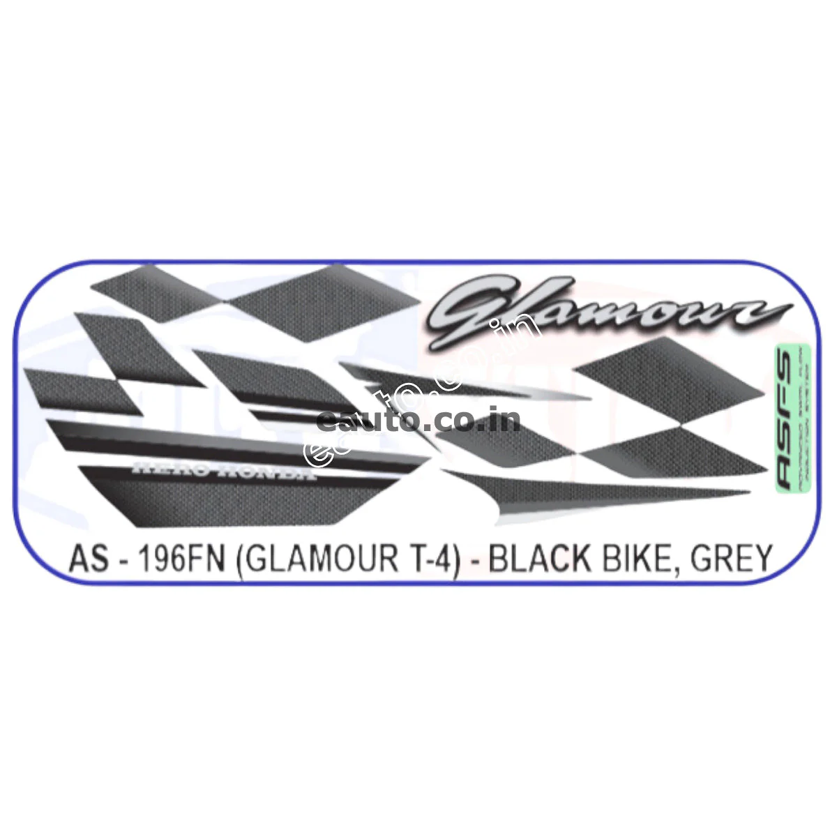 Graphics Sticker Set for Hero Glamour | Type 4 | ASFS | Black Vehicle | Grey Sticker | Both Sides