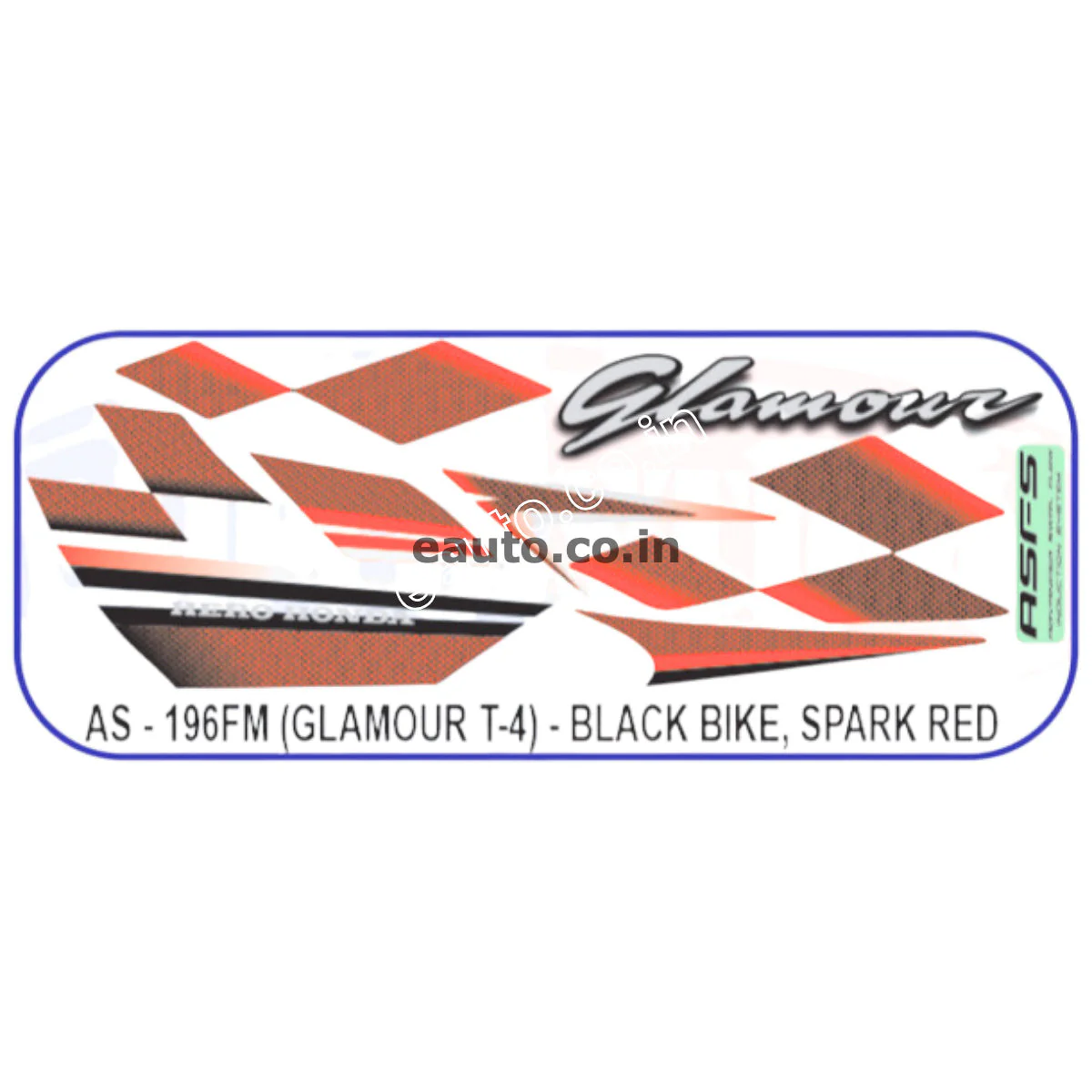 Graphics Sticker Set for Hero Glamour | Type 4 | ASFS | Black Vehicle | Spark Red Sticker | Both Sides