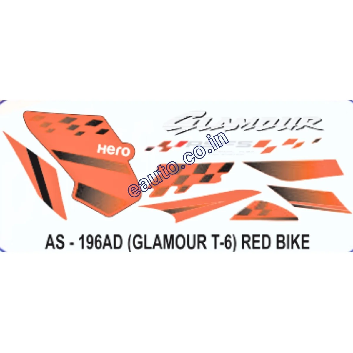 Graphics Sticker Set for Hero Glamour | Type 6 | ASFS | Red Vehicle | Both Sides