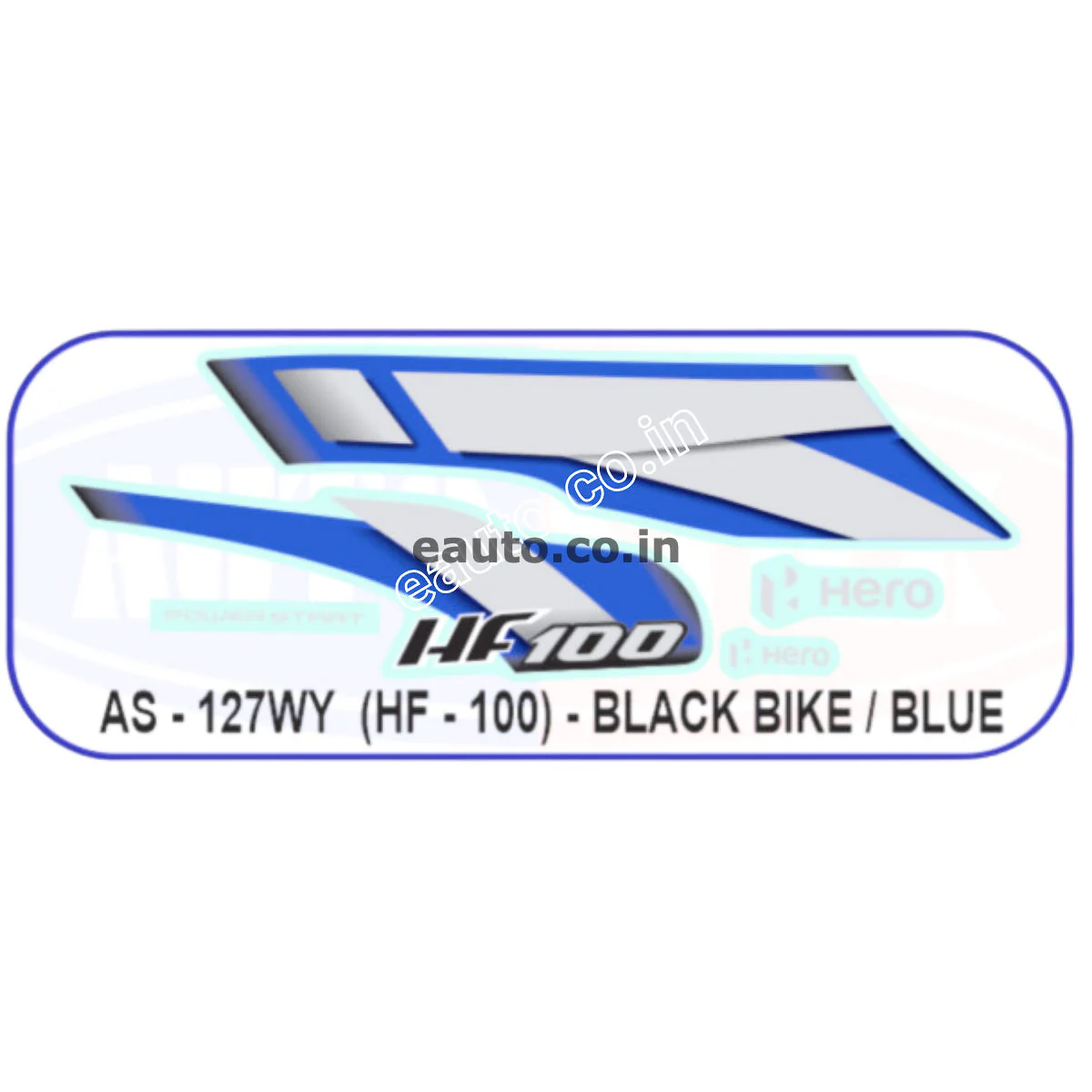 Graphics Sticker Set for Hero HF 100 | Black Vehicle | Blue Sticker | Both Sides