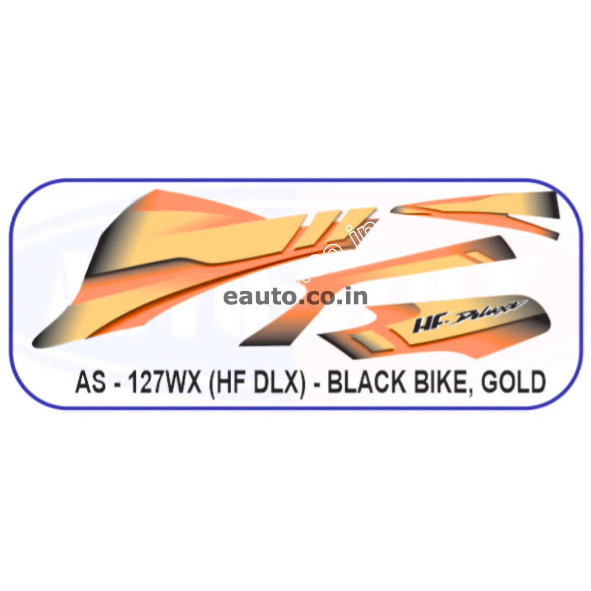 Graphics Sticker Set for Hero HF Deluxe | Black Vehicle | Gold Sticker | Both Sides