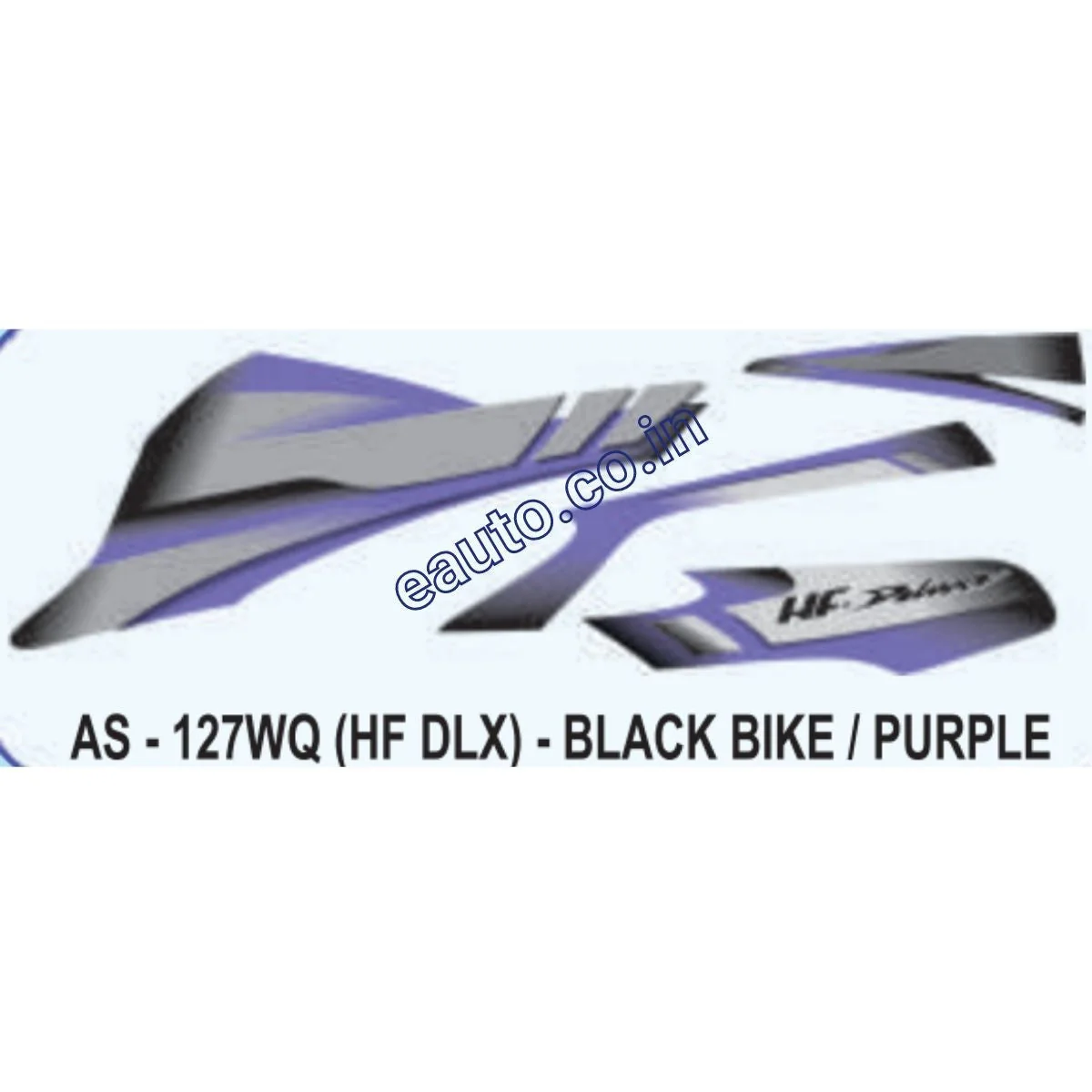 Graphics Sticker Set for Hero HF Deluxe | Black Vehicle | Purple Sticker | Both Sides
