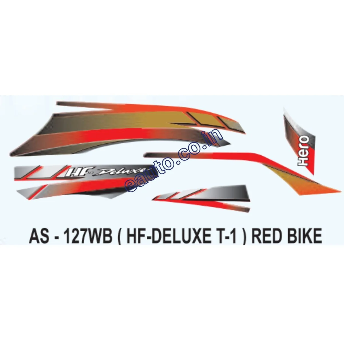 Graphics Sticker Set for Hero HF Deluxe | Type 1 | Red Vehicle | Both Sides