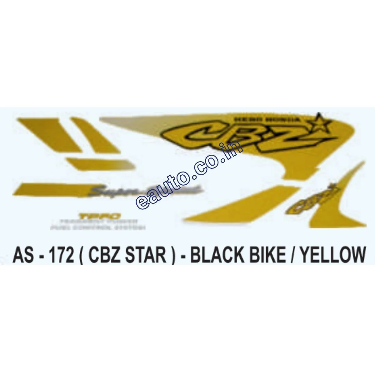Graphics Sticker Set for Hero Honda CBZ Star | Black Vehicle | Yellow Sticker | Both Sides