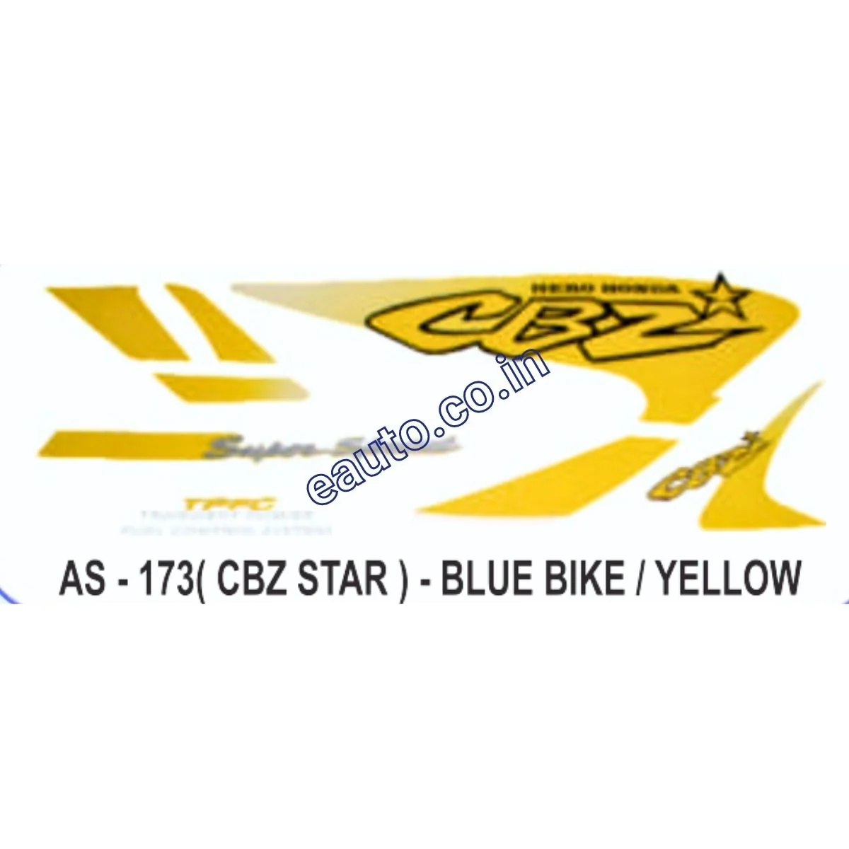 Graphics Sticker Set for Hero Honda CBZ Star | Blue Vehicle | Yellow Sticker | Both Sides