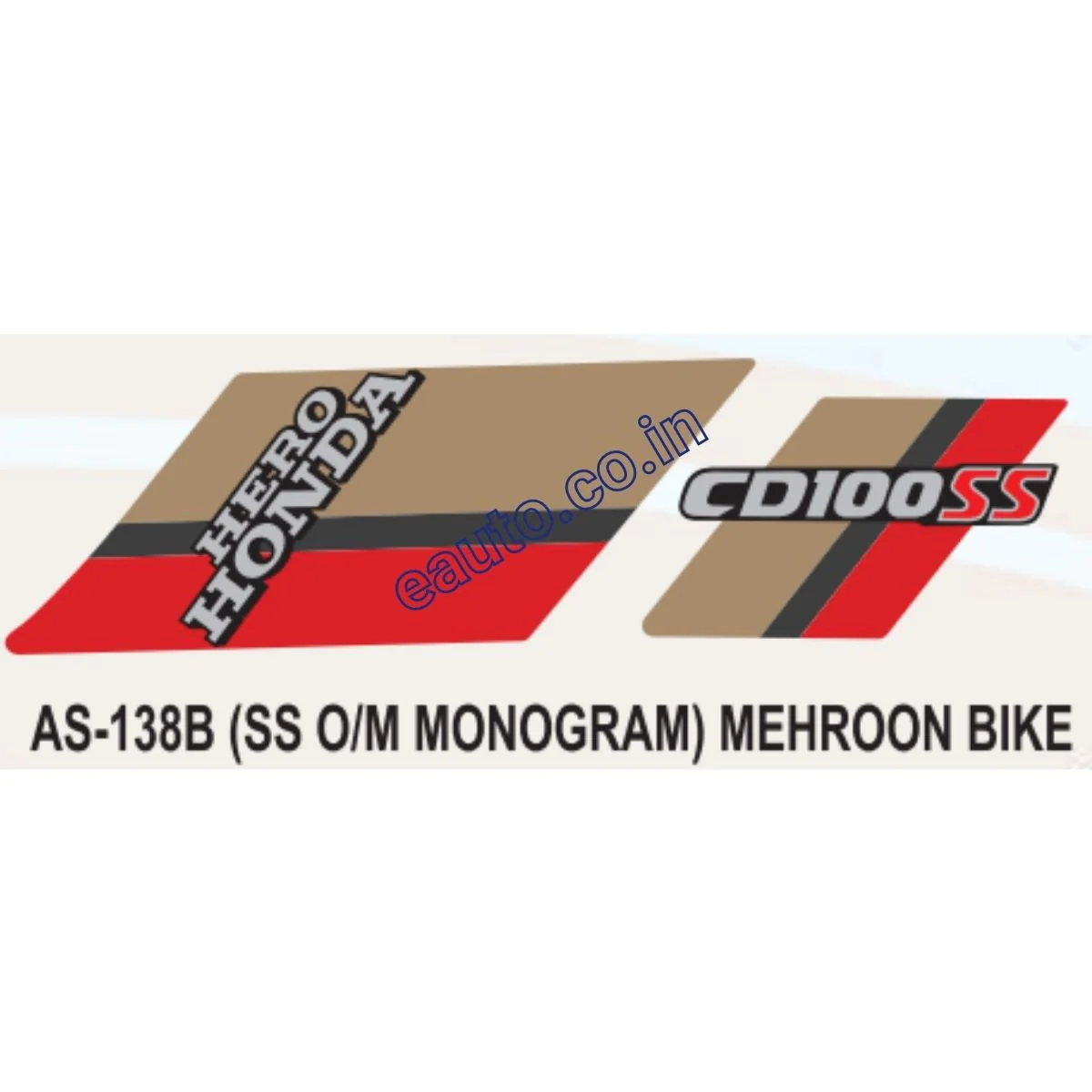 Graphics Sticker Set for Hero Honda CD 100 SS | Old Model | Monogram | Mehroon Vehicle | Both Sides