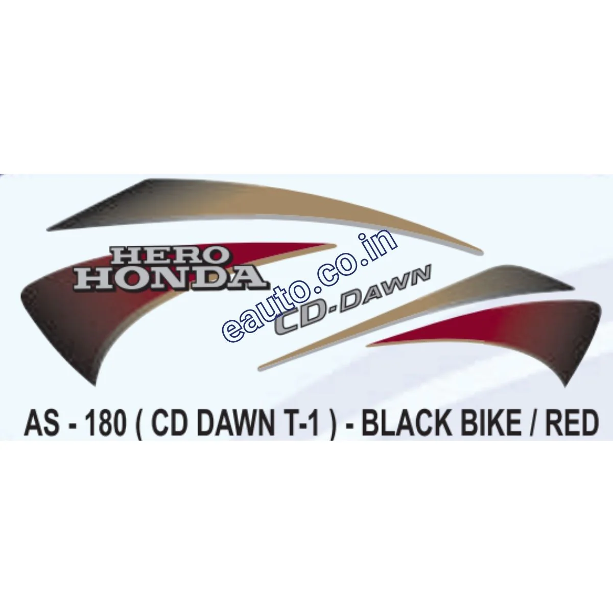 Graphics Sticker Set for Hero Honda CD Dawn | Type 1 | Black Vehicle | Red Sticker | Both Sides