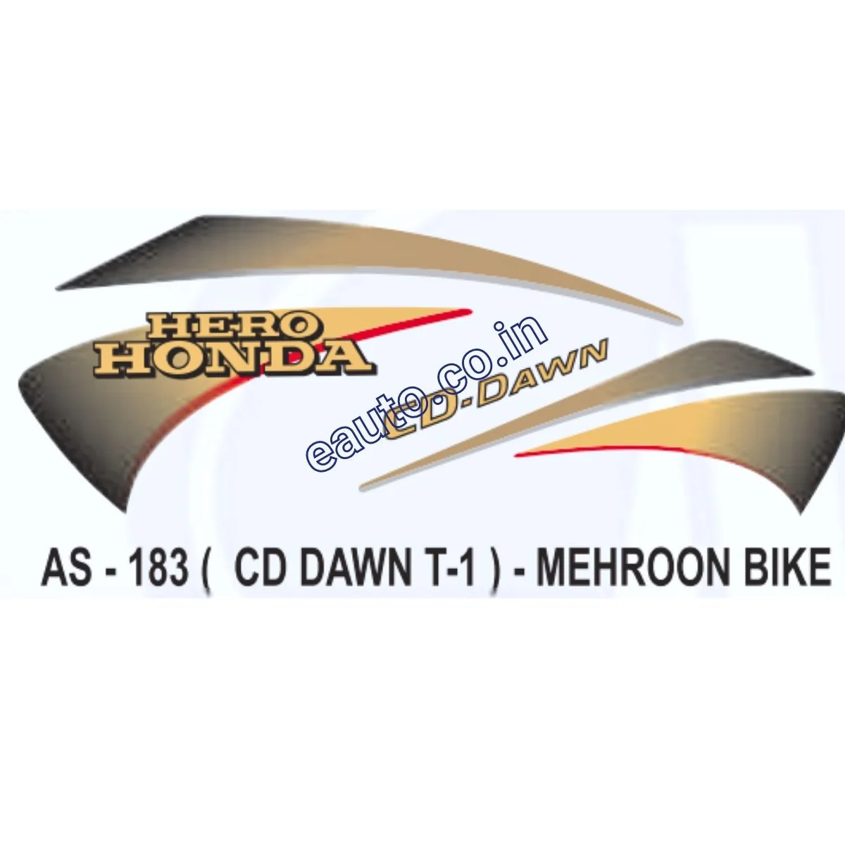 Graphics Sticker Set for Hero Honda CD Dawn | Type 1 | Mehroon Vehicle | Both Sides