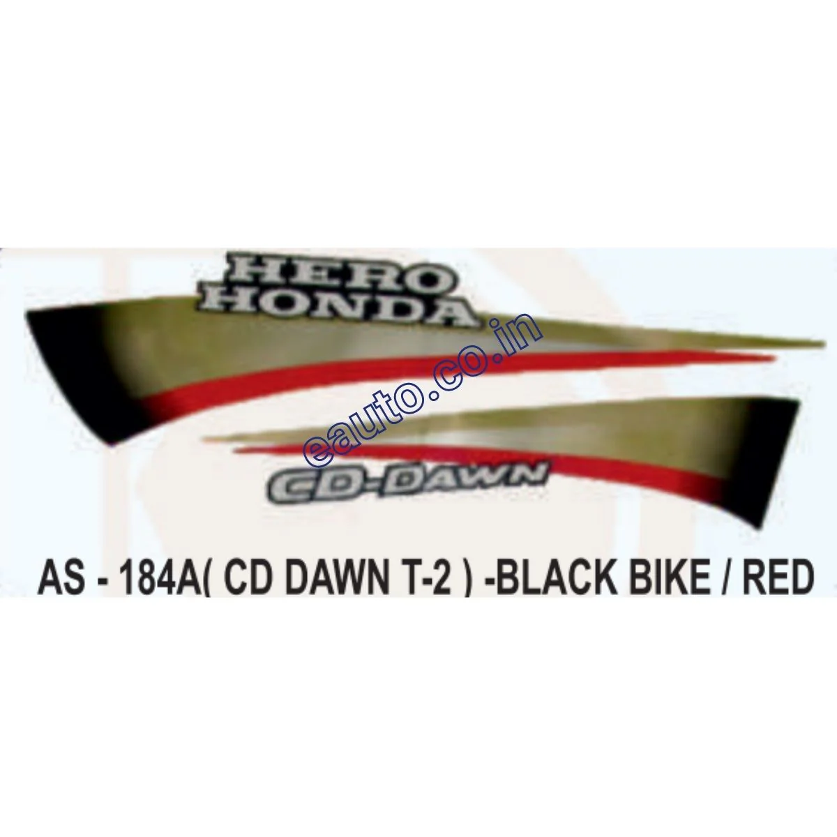 Graphics Sticker Set for Hero Honda CD Dawn | Type 2 | Black Vehicle | Red Sticker | Both Sides