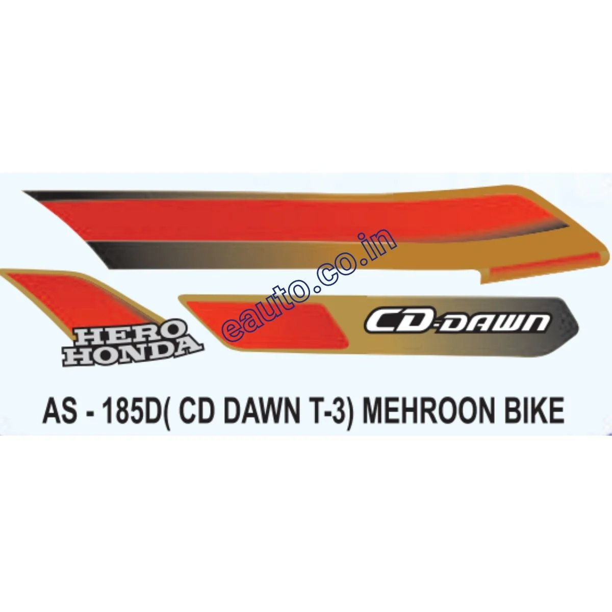 Graphics Sticker Set for Hero Honda CD Dawn | Type 3 | Mehroon Vehicle | Both Sides