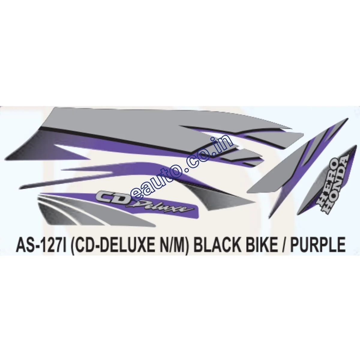 Graphics Sticker Set for Hero Honda CD Deluxe | New Model | Black Vehicle | Purple Sticker | Both Sides