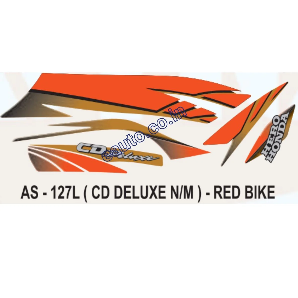 Graphics Sticker Set for Hero Honda CD Deluxe | New Model | Red Vehicle | Both Sides