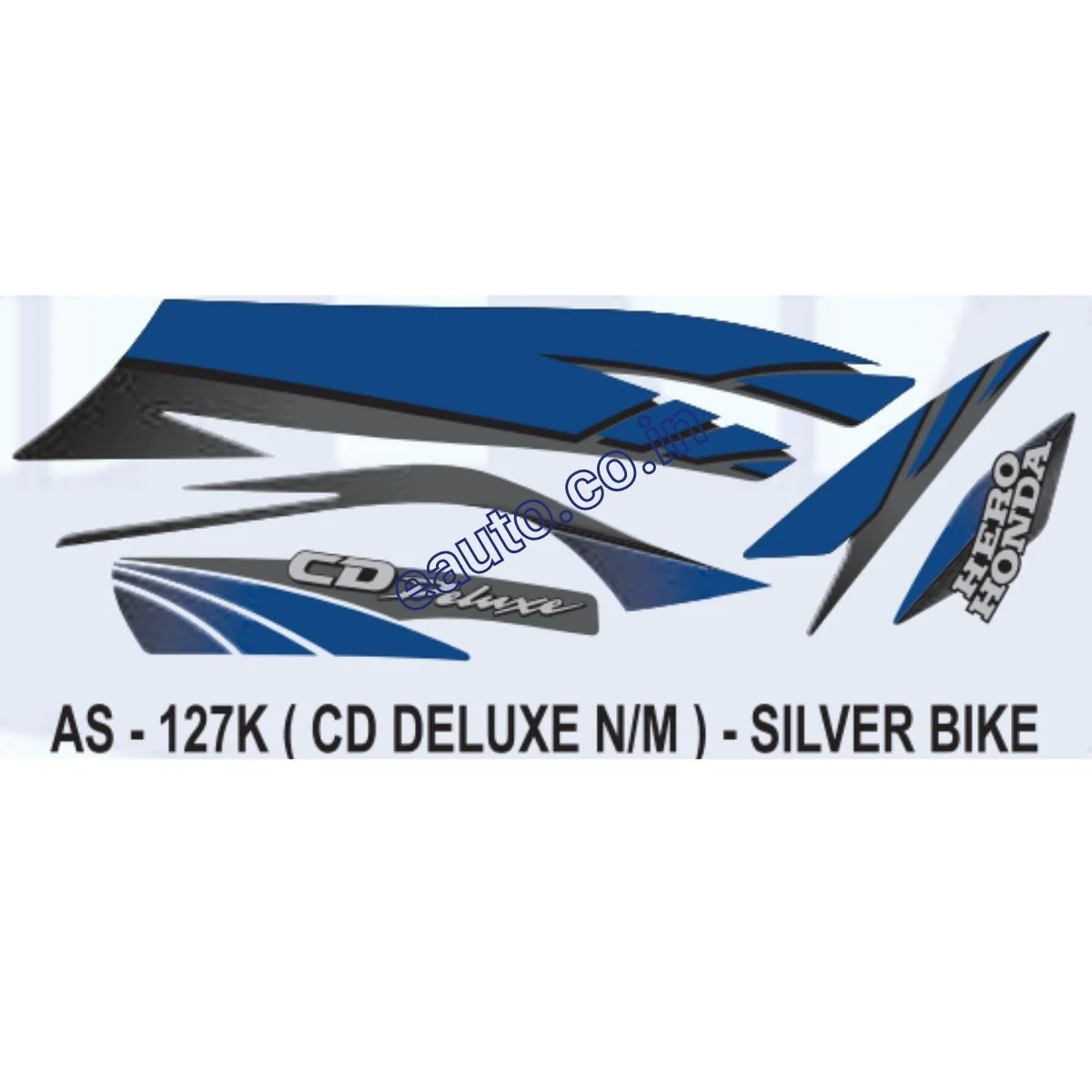 Graphics Sticker Set for Hero Honda CD Deluxe | New Model | Silver Vehicle | Both Sides