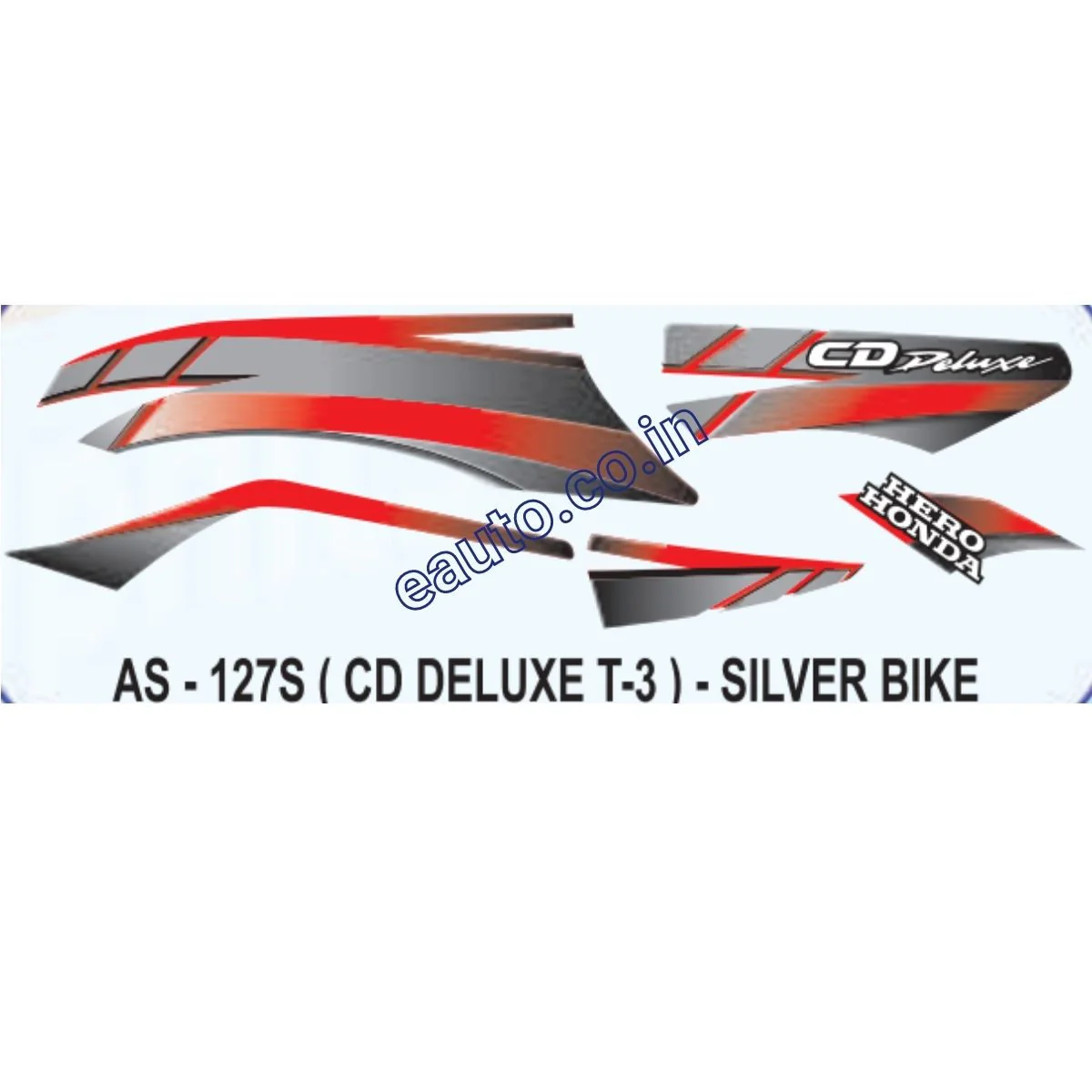 Graphics Sticker Set for Hero Honda CD Deluxe | Type 3 | Silver Vehicle | Both Sides