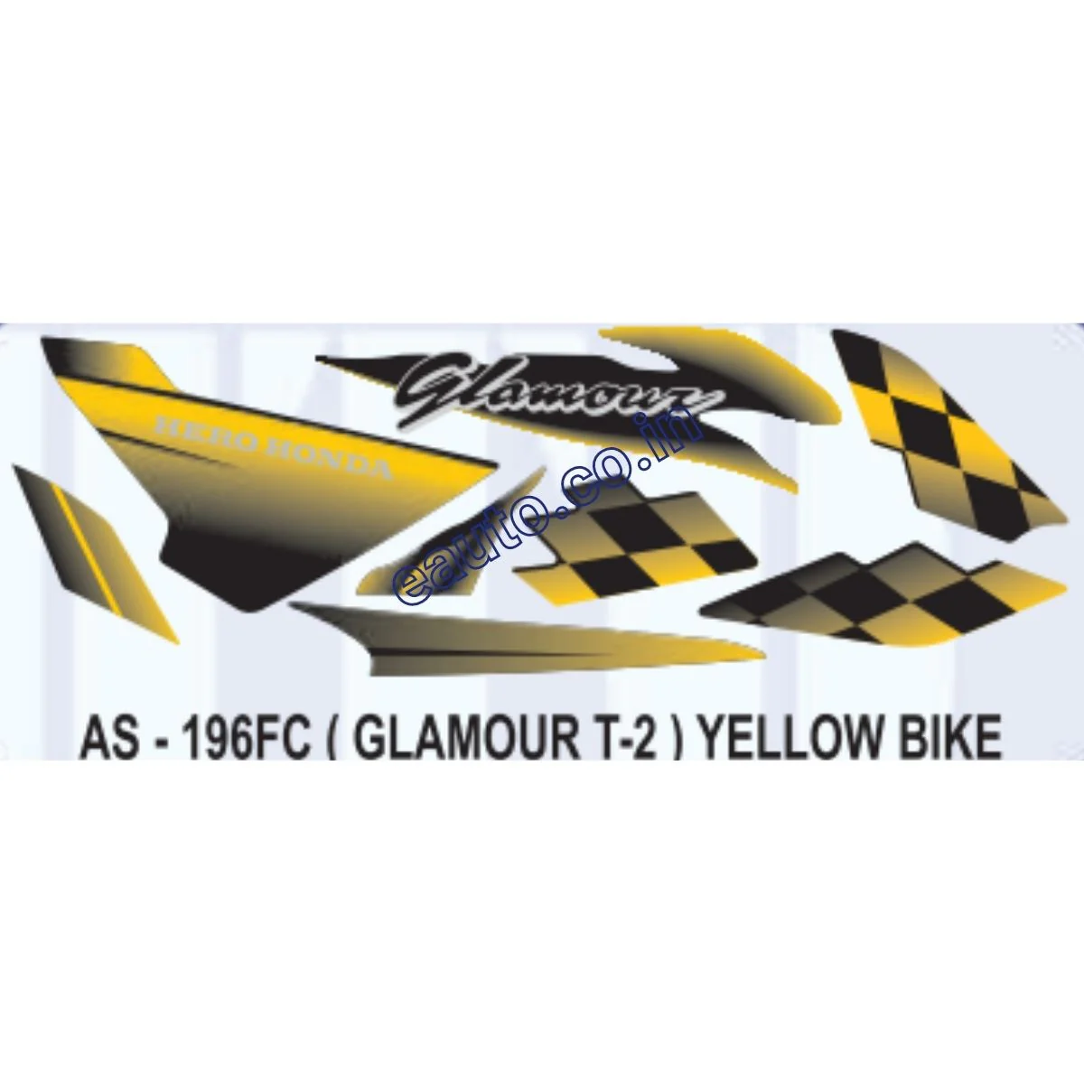 Graphics Sticker Set for Hero Honda Glamour | Type 2 | Yellow Vehicle | Both Sides