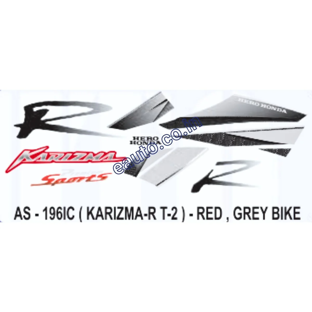 Graphics Sticker Set for Hero Honda Karizma R Sports | Type 2 | Grey Vehicle | Red Sticker | Both Sides