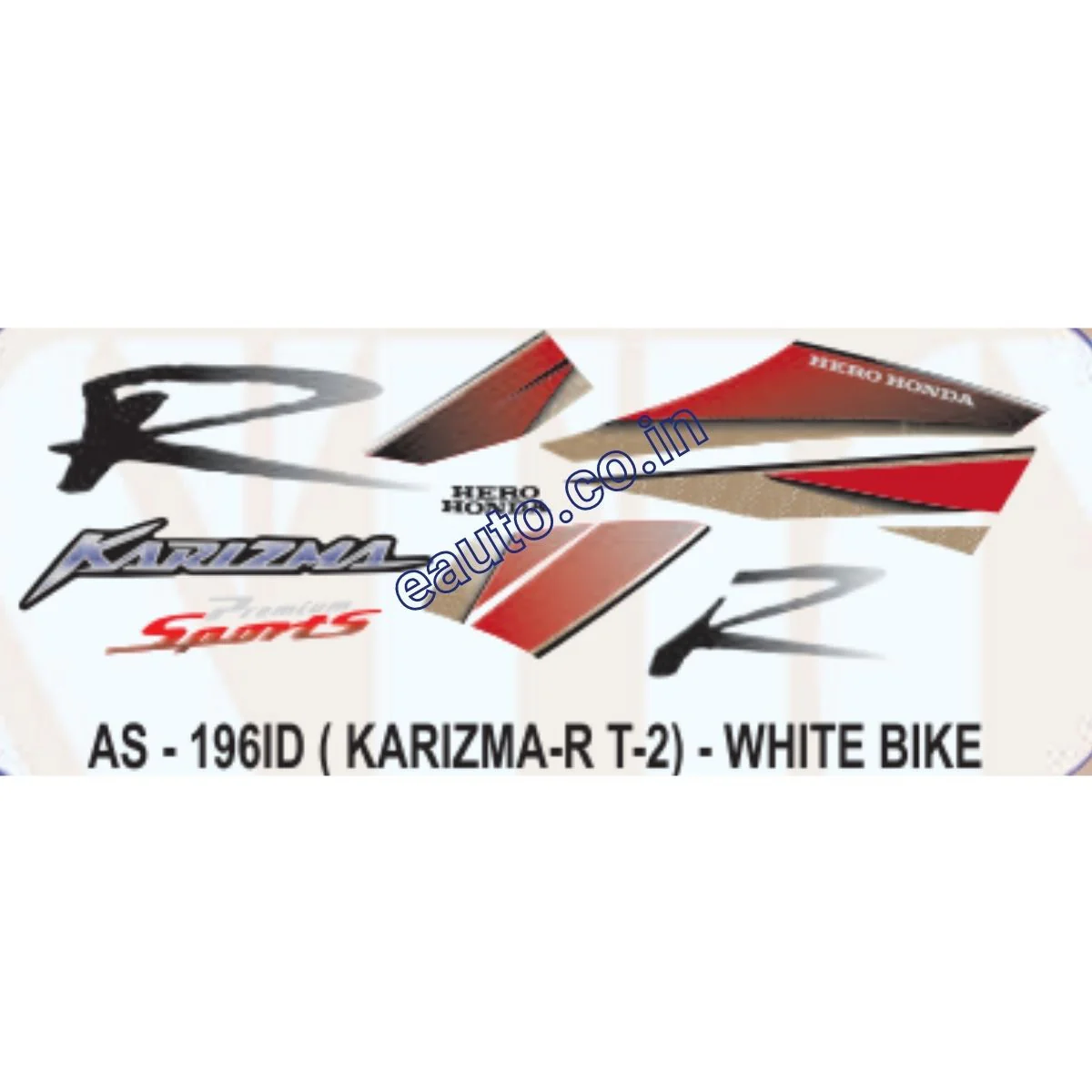 Graphics Sticker Set for Hero Honda Karizma R Sports | Type 2 | White Vehicle | Both Sides