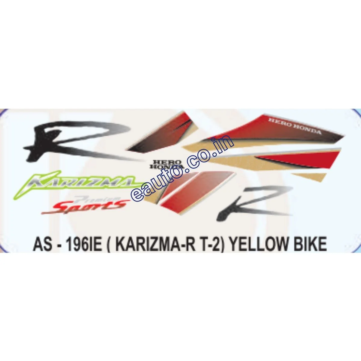 Graphics Sticker Set for Hero Honda Karizma R Sports | Type 2 | Yellow Vehicle | Both Sides