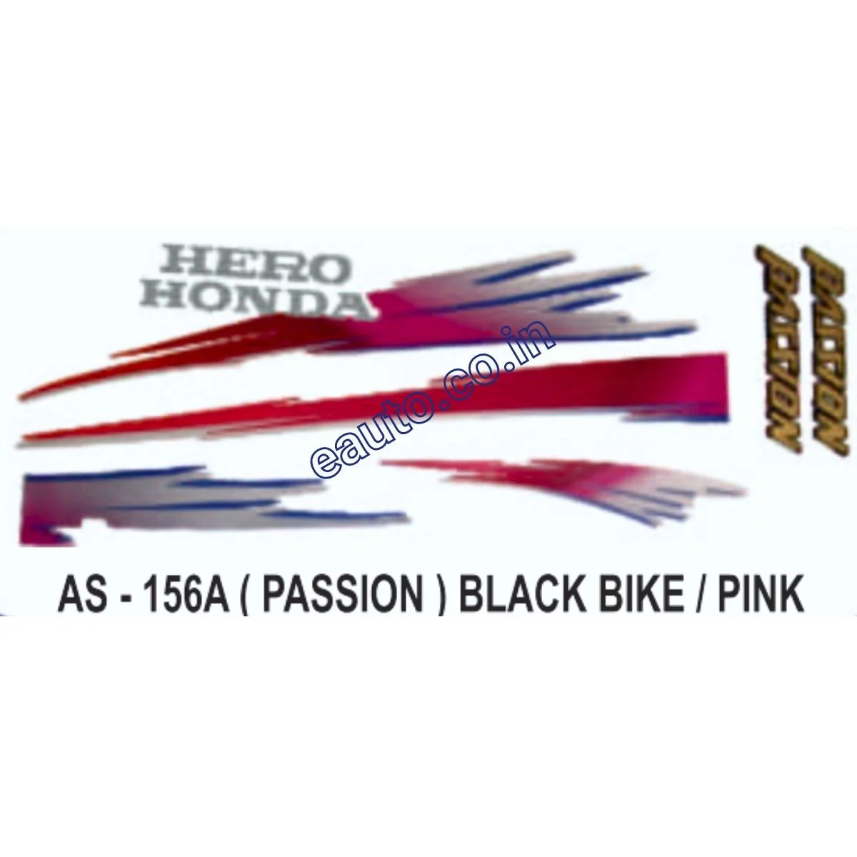 Graphics Sticker Set for Hero Honda Passion | Black Vehicle | Pink Sticker | Both Sides