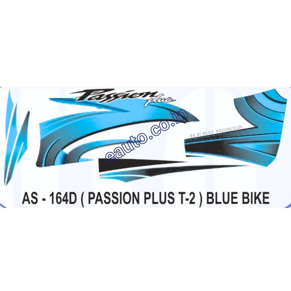 Graphics Sticker Set for Hero Honda Passion Plus | Type 2 | Blue Vehicle | Both Sides